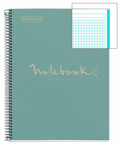 MIQUELRIUS - BLOC EMOTIONS NOTEBOOK 1 micro.tapa DURA A4 80h 90g CUADRIC.5x5 ECOAZUL (Ref.6092)