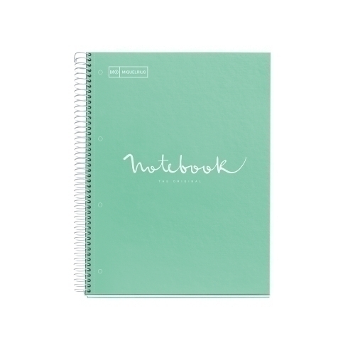 MIQUELRIUS - BLOC EMOTIONS NOTEBOOK 1 micro.tapa DURA A4 80h 90g CUADRIC.5x5 MENTA (Ref.46050)