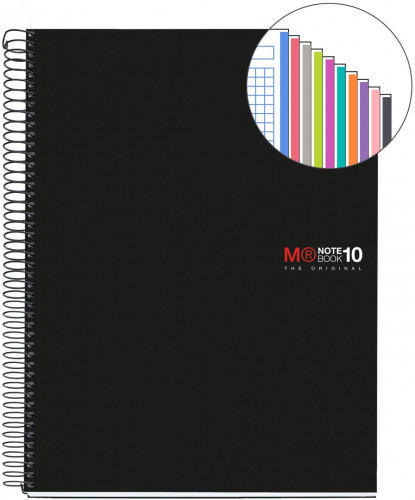 MIQUELRIUS - BLOC EMOTIONS NOTEBOOK 10 micro.tapa PP A5 200h 70g CUADRIC.5x5 NEGRO (Ref.47044)