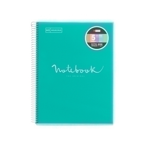 MIQUELRIUS - BLOC EMOTIONS NOTEBOOK 5 micro.tapa PP A4 120h 90g HORIZONTAL TURQUESA (Ref.48570)