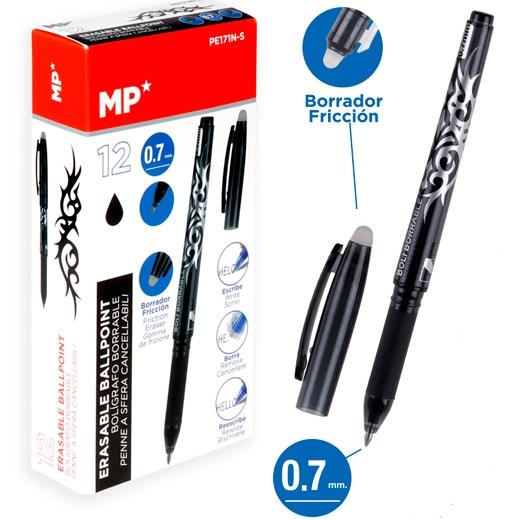 MP - BOLIGRAFO CON CAPUCHÓN BORRABLE RETRÁCTIL 0.7MM NEGRO (Ref.PE171N-S)