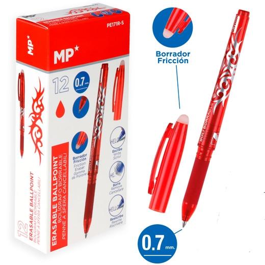 MP - BOLIGRAFO CON CAPUCHÓN BORRABLE RETRÁCTIL 0.7MM ROJO (Ref.PE171R-S)