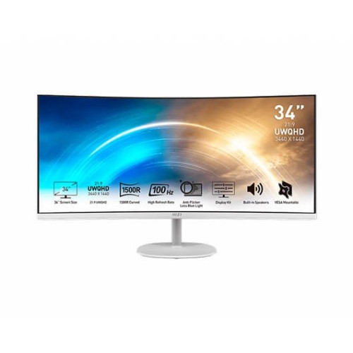 MSI - MONITOR PRO MP341CQW 34&quot; CURVO. 3440 X 1440 UWQHD. 100HZ. BLANCO (Ref.9S6-3PB2CT-009)