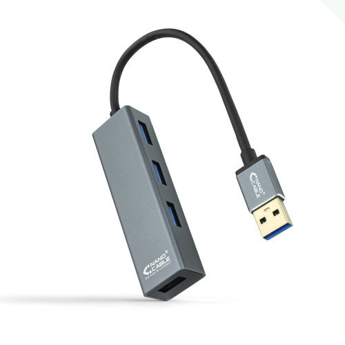 NANOCABLE - Hub USB 3.0 4 x USB 3.0 10cm. Gris (Ref.10.16.4402)