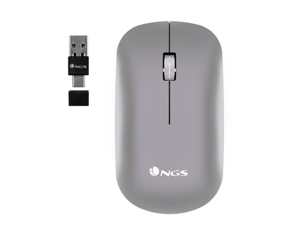NGS - RATON SNOOP OPTICO 800/1200/1600/2000/2400 DPI INALAMBRICO 2 BOTONES RECEPTOR USB-A + USB-C 2,4 (Ref.SNOOP-RB)