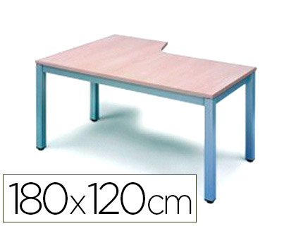 ROCADA - MESA OFICINA SERIE EXECUTIVE FORMA EN L DERECHA 180X120 CM ACABADO AD02 ALUMINIO/GRIS (Ref.2052AD02)