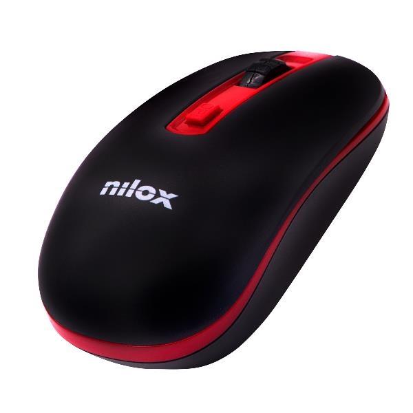 NILOX - RATÓN INALÁMBRICO 1600PPP RECEPTOR USB NEGRO/ROJO (Ref.NXMOWI2002)