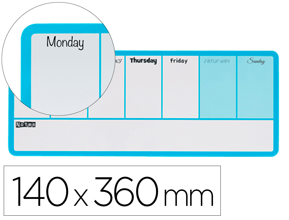NOBO - PLANIFICADOR SEMANAL MAGNETICO COLOR AZUL 140X360 MM (Ref.1904047)