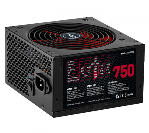 NOX - unidad de fuente de alimentación 750 W 20+4 pin ATX Negro, Rojo (Ref.NXS750)