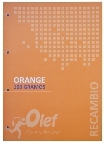 OLEF - RECAMBIO A4 80h 100gr 4 TALADROS CUADRIC.5x5 NARANJA (Ref.R100NAR)