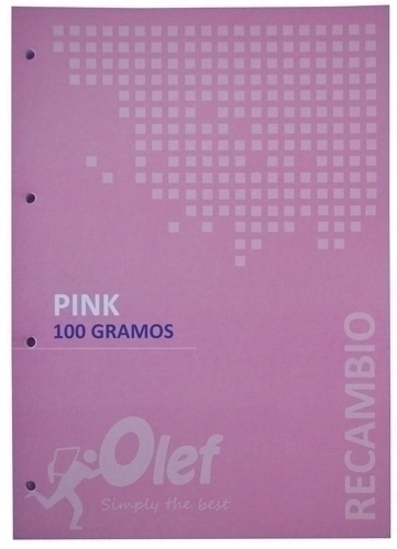 OLEF - RECAMBIO A4 80h 100gr 4 TALADROS CUADRIC.5x5 ROSA (Ref.R100ROS)