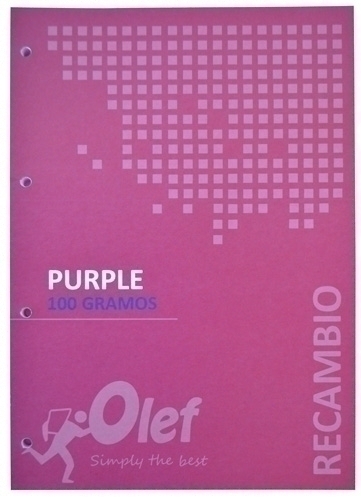 OLEF - RECAMBIO A4 80h 100gr 4 TALADROS CUADRIC.5x5 VIOLETA (Ref.R100VIO)