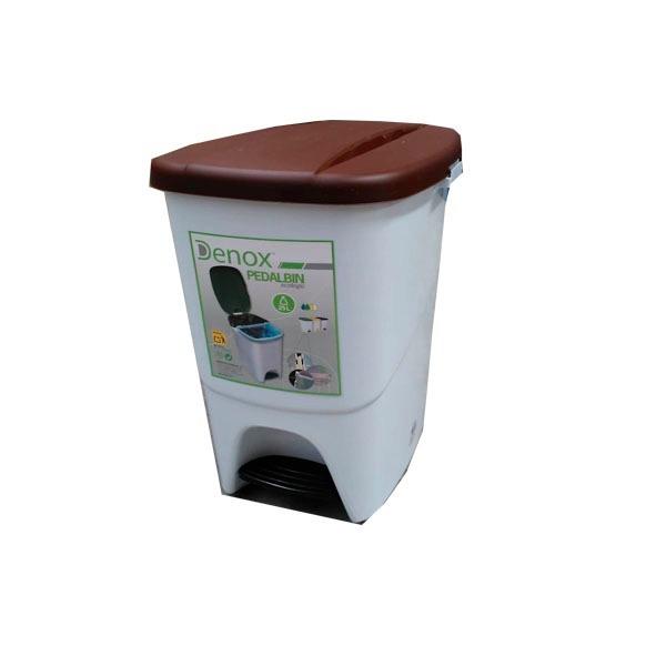 PAPELERA CON PEDAL 25L BLANCO/MARRON (Ref.26016)