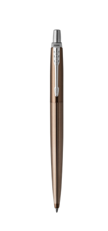 PARKER - BOLIGRAFO RETRACTIL JOTTER PREMIUM CARLISLE PINSTRIPE MARRON CON BORDE CROMADO PUNTO MEDIO TINTA AZUL (Ref.1953201)