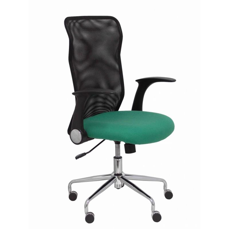 PIQUERAS Y CRESPO - SILLA MINAYA GIRATORIA M/BASCULANTE BRAZOS/R RESPALDO MALLA NEGRO ASIENTO BALI VERDE (Ref.4031BALI456)