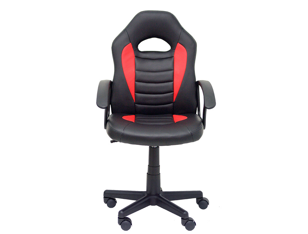 PIQUERAS Y CRESPO - SILLA PYC GAMING JUVENIL MOHEDAS REGULABLE EN ALTURA Y BRAZOS FIJOS SIMILPIEL NEGRO/ROJO 1000X550X520 MM (Ref.7219GSP840350RN)