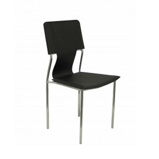 PIQUERAS Y CRESPO - SILLA REOLID CONFIDENTE ESTRUCTURA CROMADA ASIENTO Y RESPALDO TAPIZADO EN SIMILPIEL SIMILPIEL NEGRO PACK de 4 (Ref.PACK4219NE)