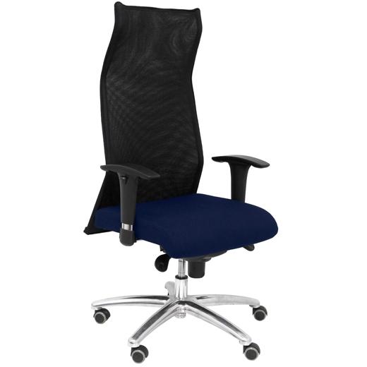 PIQUERAS Y CRESPO - SILLÓN DE DIRECCIÓN SAHUCO XL REFORZADO SINCRO BRAZOS REGULABLES RESPALDO DE MALLA NEGRO ASIENTO BALI AZUL MARINO (Ref.13SXLBALI200)