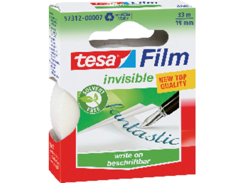 TESA - Cinta adhesiva Invisible 19mmx33m Uso universal Fotocopiable y rotulable 8100304 (Ref.57312-00007-02)