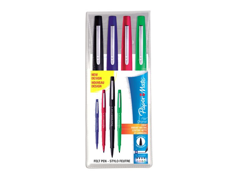 PAPER MATE - Blister 4 ROTULADORES FLAIR (NEGRO, AZUL, ROJO Y VERDE) (Ref.S0917670)