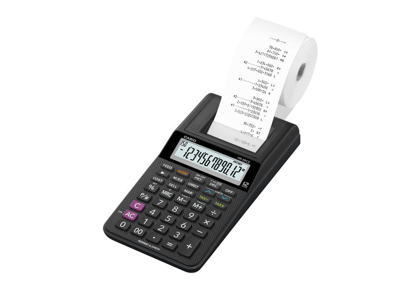 CASIO - Calculadora Impresora 12 Digitos HR-8RCE (Ref.HR-8RCE-BK-W-EC)