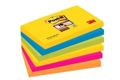 POST-IT - NOTAS ADHESIVAS SUPER STICKY 4 COLORES LUGARES CARNIVAL 76X127 6 BLOCS (Ref.655-6SS-CARN)