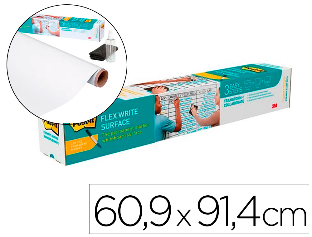 POST-IT - PIZARRA BLANCA SUPER STICKY FLEX ROLLO ADHESIVO REMOVIBLE 60,9X91,4 CM (Ref.7100197625)