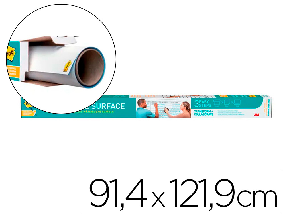 POST-IT - PIZARRA BLANCA SUPER STICKY FLEX ROLLO ADHESIVO REMOVIBLE 91,4X121,9 CM (Ref.7100197624)