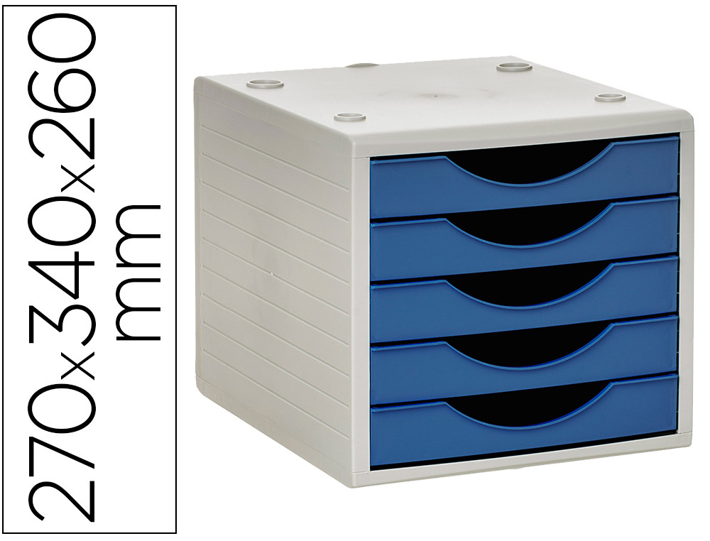Q-CONNECT - FICHERO CAJONES DE SOBREMESA 5 CAJONES COLOR AZUL OPACO 270X340X260 MM (Ref.KF11529)