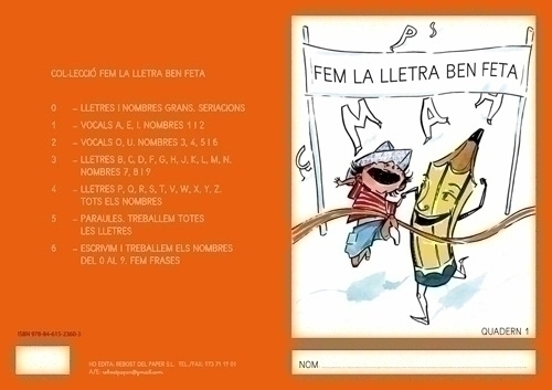 REBOST - CUADERNO (CAT.) FEM LA LLETRA BEN FETA "MAJUSCULAS" Nº 1 (Ref.MAY.Nº1-CAT)
