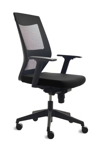 ROCADA - SILLA MECANISMO SINCRO SOPORTE LUMBAR RESPALDO Y BRAZOS REGULABLES EN ALTURA TAPIZADO TELA IGNIFUGA NEGRO (Ref.908-4)