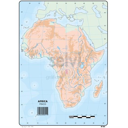 SELVI - MAPA MUDO FÍSICO DE AFRICA A4 -50U- (Ref.511)
