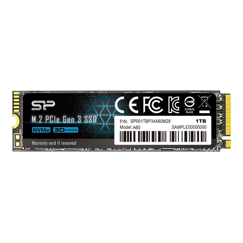 SILICON POWER - SP P34A60 1TB SSD M.2 PCIe Gen3x4 Nvme (Canon L.P.I. 5,45€ Incluido) (Ref.SP001TBP34A60M28)