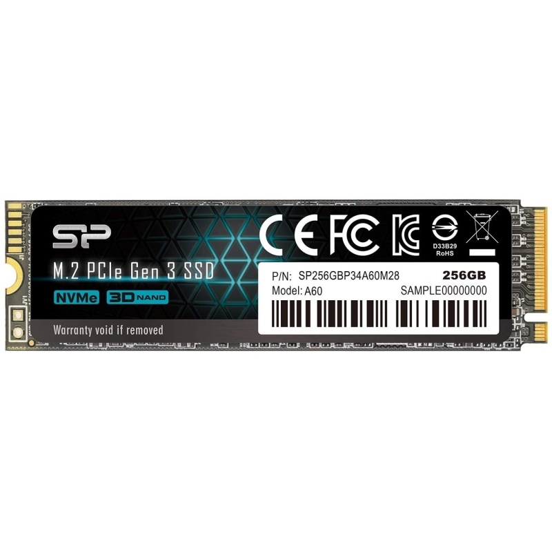 SILICON POWER - SP P34A60 256GB SSD M.2 PCIe Gen3x4 Nvme (Canon L.P.I. 5,45€ Incluido) (Ref.SP256GBP34A60M28)