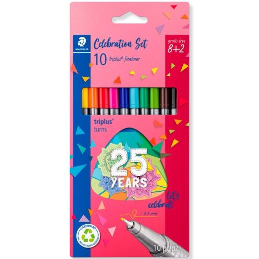 STAEDTLER - ESTUCHE 8+2 ROTULADORES TRIPLUS FINELINER 334 PUNTA SUPERFINA C/SURTIDOS (Ref.334 BK10 TA)