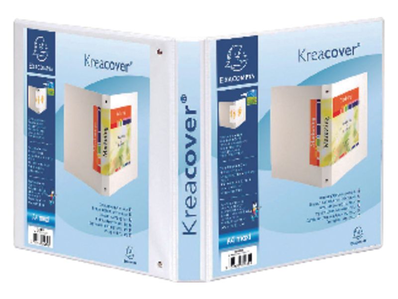 EXACOMPTA - Carpeta anillas Krea Cover A4+ 2-60 mm Blanco Personalizable (Ref.51825E)