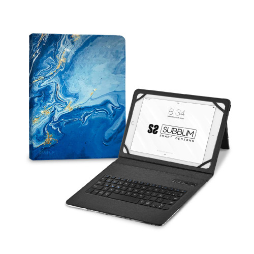 SUBBLIM - Funda con Teclado Keytab Pro BT Trendy Marmol Azul (Ref.SUBKT5-BTTB01)