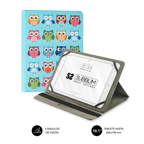 SUBBLIM - Funda Tablet Universal TRENDY CASE OWLS 10.1&quot; (Ref.SUB-CUT-4TC003)