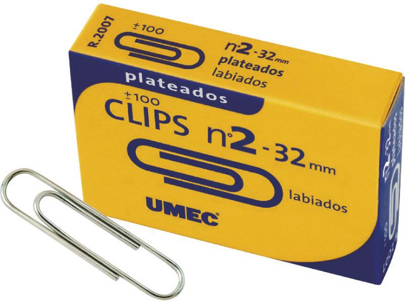 UMEC - Clips labiados Nº 2 Caja 100 Ud 32 mm Niquelado (Ref.U200304)