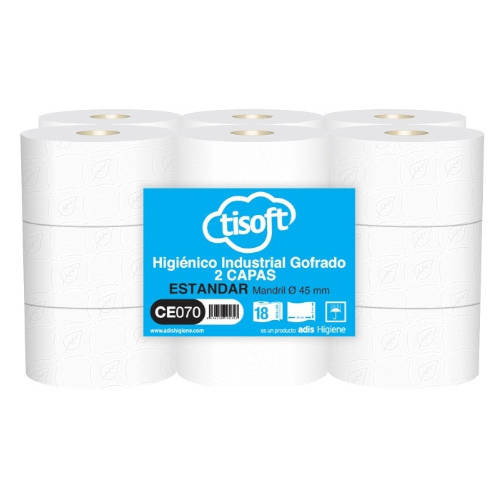 TISOFT - PAQUETE 18 ROLLOS PAPEL HIGIENICO 2C ST M45 (Ref.CE070)