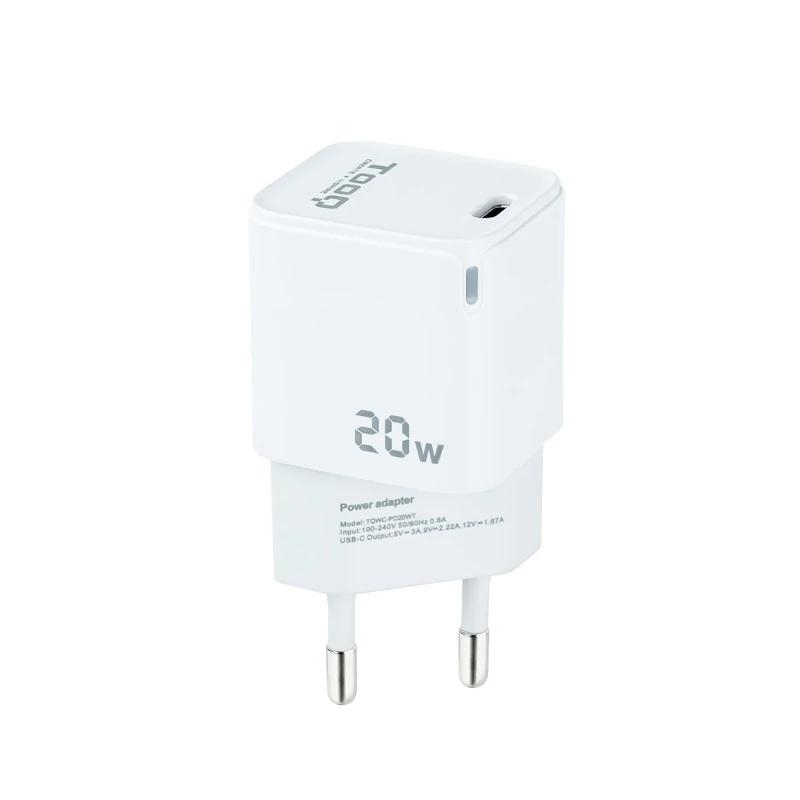 TOOQ - Cargador de Pared USB-C PD20W, Blanco (Ref.TQWC-PD20WT)