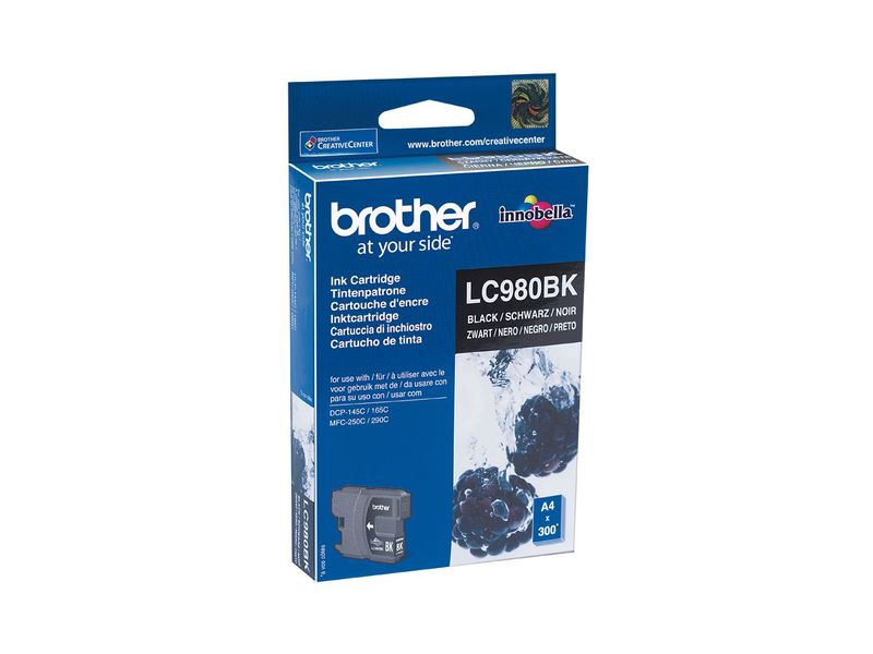 BROTHER - Cartuchos ORIGINALES Inyección De Tinta Negro (Ref.LC980BK)