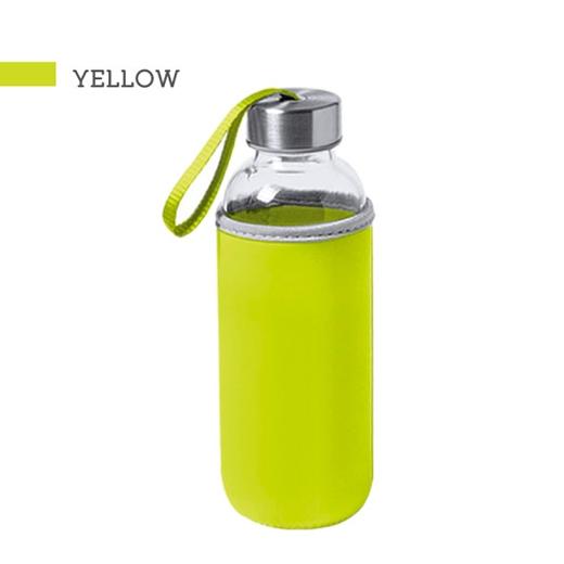 TOTAL JUGGLING S.R.L (I-TOTAL) - I-DRINK BOTELLA BOROSILICATO ISOTÉRMICA 500ML A/INOXIDABLE CON TAPA AMARILLA EN NEOPRENO (Ref.ID0606)