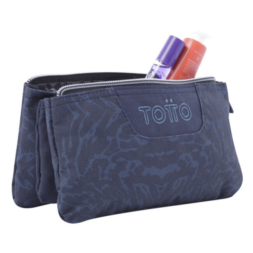 TOTTO - ESTUCHE ESCOLAR TRES COMPARTIMENTOS AZUL Y NEGRO GEOMETRIC - TABLERO (Ref.AC52ECO012-2210Z-3JG)