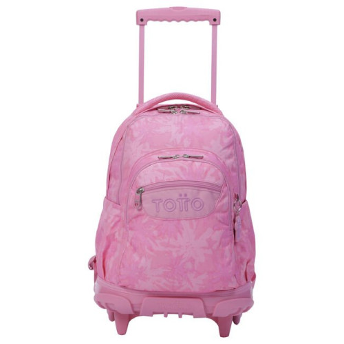TOTTO - MOCHILA ESCOLAR CON RUEDAS PALMERAS ROSAS - RENGLONES (Ref.MA03ECO006-2210P-8IE)