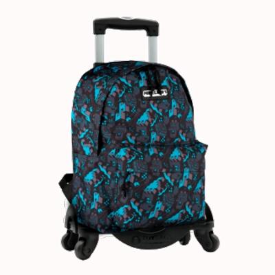 TOYBAGS - MOCHILA MINECRAFT GREENY MOCHILA ADAPTABLE CON TROLLEY DE 4 RUEDAS GIRATORIAS MULTIDIRECCIONALES DOBLE COMPARTIMENTO 3 BOLSILLOS (Ref.T964-930)