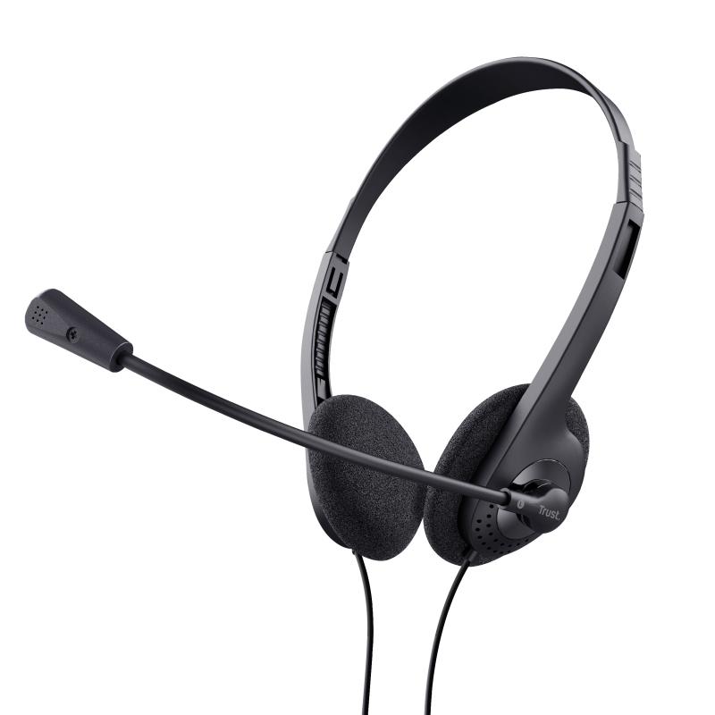 TRUST - AURICULARES BASIC ESTÉREO JACK 3.5MM ULTRALIGEROS CON MICRÓFONO FLEXIBLE AJUSTABLE NEGRO. (Ref.24659)