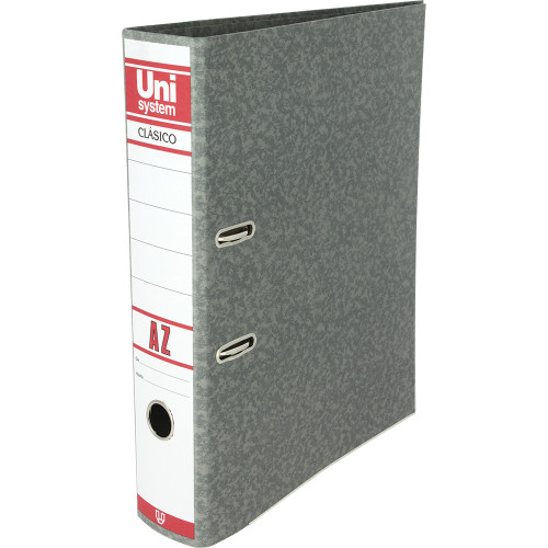 UNISYSTEM - ARCHIVADOR palanca CLASICO CARTON RADO A4 65mm GRIS (Ref.7439171)