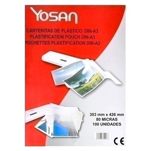 YOSAN - FUNDA PLASTIFICAR 303x426 (A3) 80µ PAQUETE de 100 (Ref.0101DOFO)