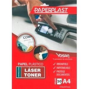YOSAN - PAPEL PLÁSTICO PAPERPLAST PELÍCULA DE POLIESTER 200 MICRAS IMPRIMIBLE A4 -PAQUETE 50H- (Ref.0558UPPB200A4/50	)